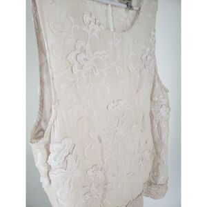 Lucky Brand Embroidered w/ Liner Blouse‎ Top Lace Cream Size Large Sleeveless